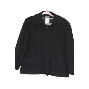 Vtg Mens Harve Benard Black Wool Blend Short Jacket